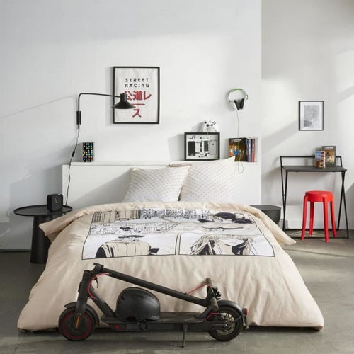 Completo letto - TODAY - JAVA - 2 persone - 240x220 cm - Cotone - Stampa manga - Beige