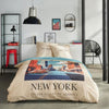 Completo letto - TODAY - JAVA - 2 persone - 240x220 cm - Cotone - Stampa New York - Beige