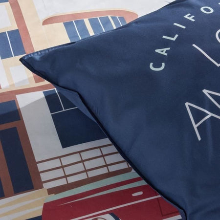 Completo letto - TODAY - JAVA - 2 persone - 240x220 cm - Cotone - Stampa Los Angeles - Blu