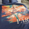 Completo letto - TODAY - JAVA - 2 persone - 240x220 cm - Cotone - Stampa Parigi - Blu
