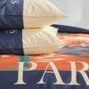 Completo letto - TODAY - JAVA - 2 persone - 240x220 cm - Cotone - Stampa Parigi - Blu