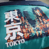 Completo letto - TODAY - JAVA - 2 persone - 240x220 cm - Cotone - Stampa Tokyo - Turchese