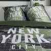 Completo letto - TODAY - JAVA - 2 persone - 240x220 cm - Cotone - Stampa New York - Verde
