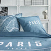 Completo letto - TODAY - JAVA - 2 persone - 240x220 cm - Cotone - Stampa Parigi - Blu
