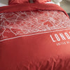Completo letto - TODAY - JAVA - 2 persone - 240x220 cm - Cotone - Stampa Londra - Rosso