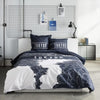 Completo letto - TODAY - JAVA - 2 persone - 240x220 cm - Cotone - Stampa Tokyo - Blu scuro