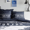 Completo letto - TODAY - JAVA - 2 persone - 240x220 cm - Cotone - Stampa Tokyo - Blu scuro