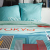 Completo letto - TODAY - JAVA - 2 persone - 240x220 cm - Cotone - Stampa Tokyo - Blu
