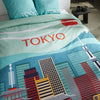 Completo letto - TODAY - JAVA - 2 persone - 240x220 cm - Cotone - Stampa Tokyo - Blu