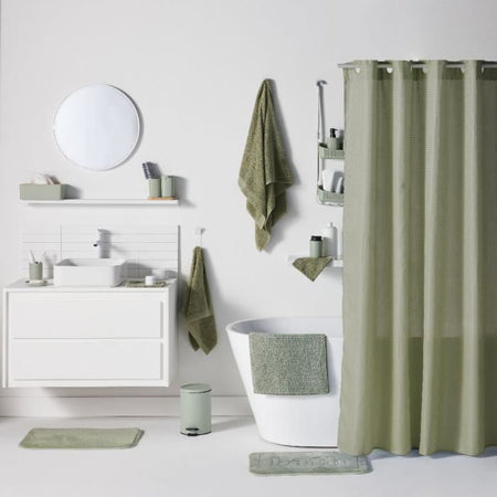 Tenda da doccia a nido d'ape - Verde - Poliestere - 180 x 200 cm - 12 ganci - UTILITY - TODAY