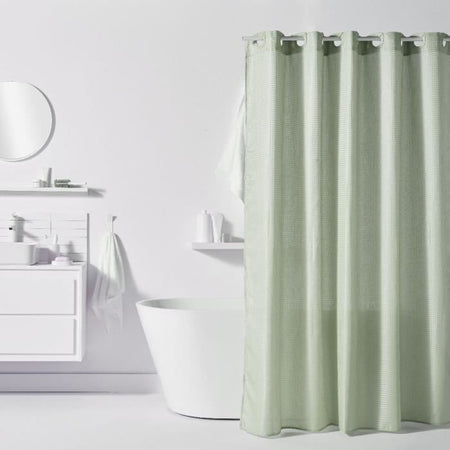 Tenda da doccia a nido d'ape - Verde - Poliestere - 180 x 200 cm - 12 ganci - UTILITY - TODAY