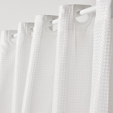 Tenda da doccia a nido d'ape - Bianca - Poliestere - 180 x 200 cm - 12 ganci - UTILITY - TODAY