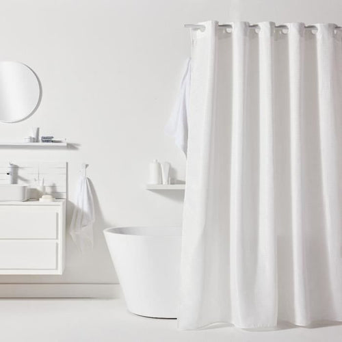 Tenda da doccia a nido d'ape - Bianca - Poliestere - 180 x 200 cm - 12 ganci - UTILITY - TODAY
