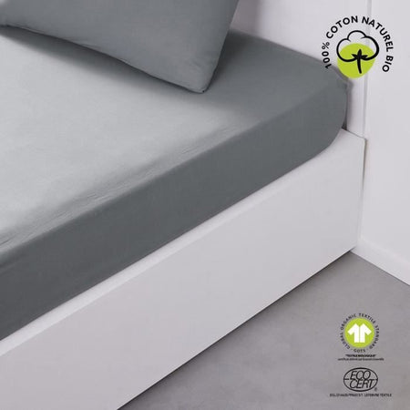 Lenzuolo con angoli - OGGI - 180 x 200 cm + 30 cm - Cotone - Acciaio Organico