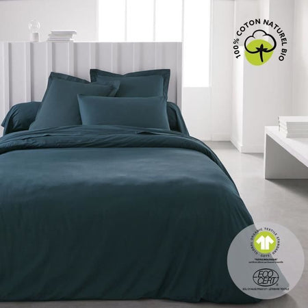 Lenzuolo con angoli - TODAY - 180 x 200 cm + 30 cm - Cotone - Pavone biologico
