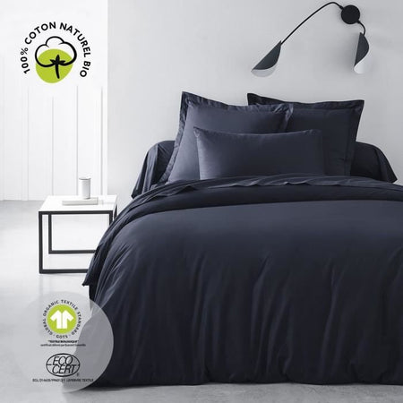 Lenzuolo con angoli - TODAY - 180 x 200 cm + 30 cm - Cotone - Blu navy biologico