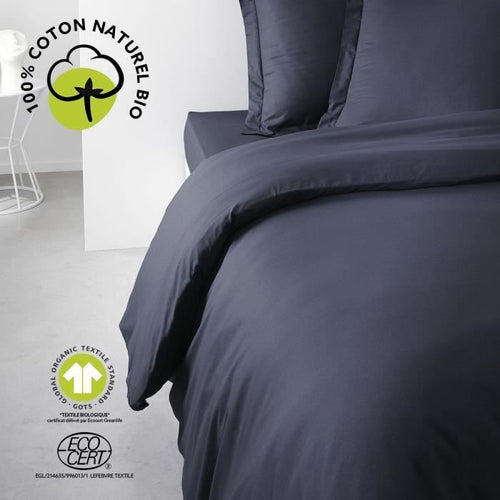 Completo letto - TODAY - 220 x 240 cm - 100% cotone - Blu navy biologico - GOTS e Oeko-Tex