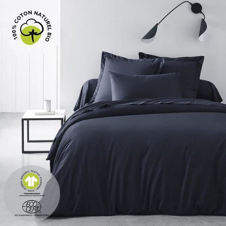 Completo letto - TODAY - 220 x 240 cm - 100% cotone - Blu navy biologico - GOTS e Oeko-Tex