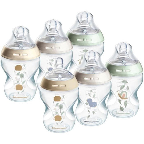 TOMMEE TIPPEE - Confezione da 6 biberon Closer to Nature - Tettarella con valvola Anti-Colic - 260ml - Multicolore