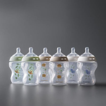 TOMMEE TIPPEE - Confezione da 6 biberon Closer to Nature - Tettarella con valvola Anti-Colic - 260ml - Multicolore