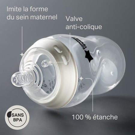 Tommee Tippee - Confezione da 6 biberon Closer to Nature - Tettarella con valvola Anti-Colic - 260ml - Multicolore Fluorescente