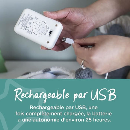 TOMME TIPPEE, lussuoso peluche con luce notturna con CrySensor, 6 suoni rilassanti, USB, lavabile in lavatrice, Pippo il panda