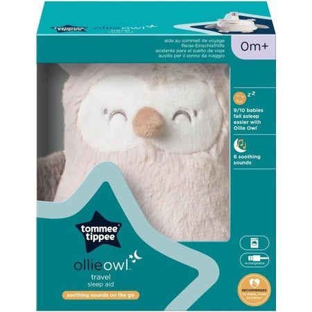 Mini peluche - TOMMEE TIPPEE - Ollie il gufo - Aiuto per dormire da viaggio - 6 suoni - Ricaricabile tramite USB - Lavabile in lavatrice