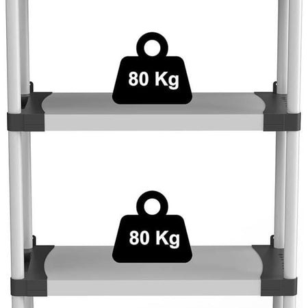Scaffale in plastica - TOOD - 3 ripiani - Portata 80 kg per ripiano - 80x40x85 cm - Nero/grigio
