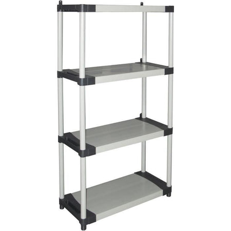 Scaffale in plastica - TOOD - 4 ripiani - Portata 80 kg per ripiano - 80x40x168 cm - Nero/grigio