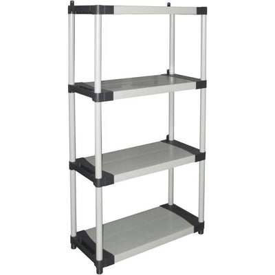 Scaffale in plastica - TOOD - 4 ripiani - Portata 80 kg per ripiano - 80x40x168 cm - Nero/grigio