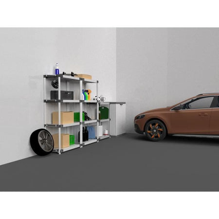 Scaffale in plastica - TOOD - 4 ripiani - Portata 80 kg per ripiano - 80x40x168 cm - Nero/grigio