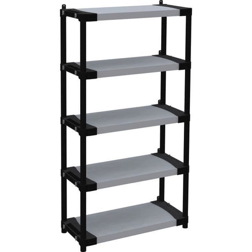 Ripiano in plastica - TOOD - 5 ripiani - Portata 80 kg - 80x40x171 cm - Nero/grigio
