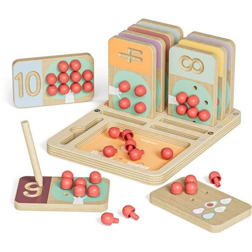 Addestratore di numeri per alberi da frutto - TOP LUMINOSO - Tavole di legno - Frutti da raccogliere - Scrittura