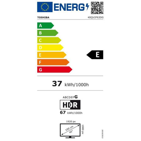 Toshiba 40QV2F63DG - TV QLED da 40'' (100 cm) - FHD 1920x1080 - DTS Virtual:X - Smart TV - 2xHDMI