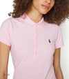 Ralph Lauren Polo Donna Mezze Maniche Slim- Fit Polo Scollo A V Piquet Pony Ricamato Maniche Corte Colletto Cinque Bottoni