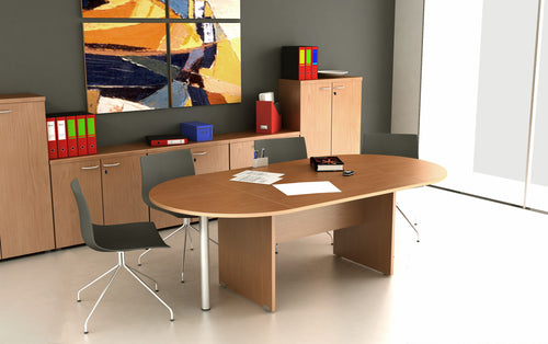 Tavolo per sale riunioni ovale in melaminico cm. 220x110x72h
