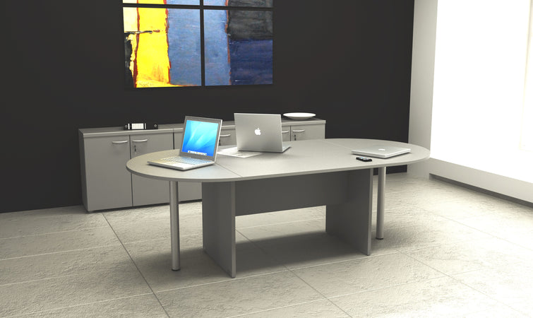 Tavolo per sale riunioni ovale in melaminico cm. 220x110x72h