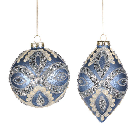 Pallina in vetro colore blu decorazioni per albero di Natale da Ø 13.5 cm