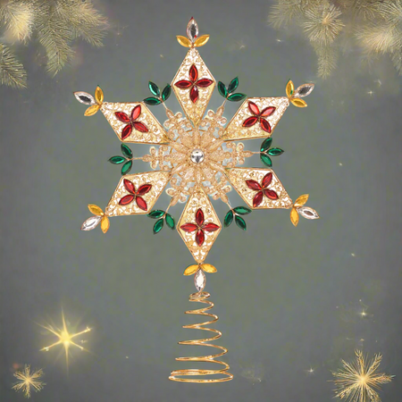 Puntale per albero di Natale a forma di stella in metallo decorazione natalizia h 38 cm