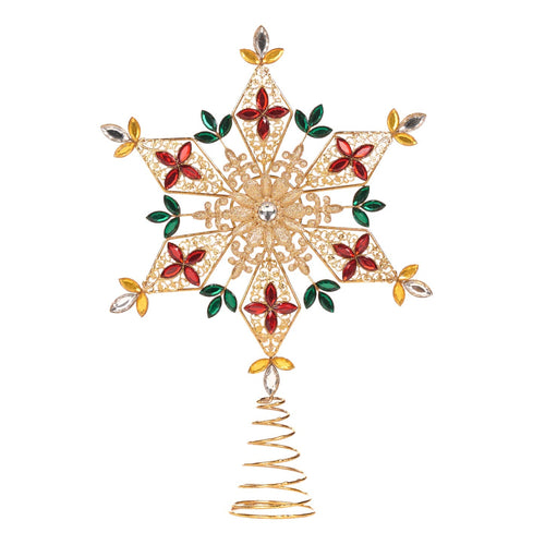 Puntale per albero di Natale a forma di stella in metallo decorazione natalizia h 38 cm