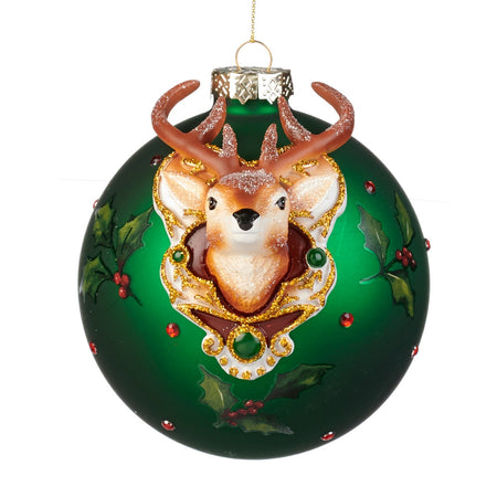 Pallina in vetro color verde per albero di Natale decorazione natalizia da Ø 12.5 cm