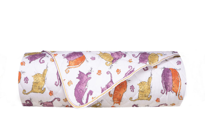 Trapuntino leggero letto copriletto in puro cotone Made In Italy GATTI ARANCIONE - SmartDecoHome