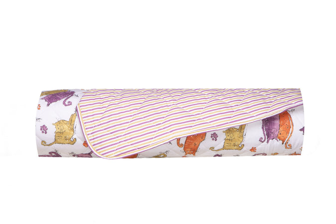 Trapuntino leggero letto copriletto in puro cotone Made In Italy GATTI ARANCIONE