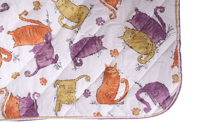 Trapuntino leggero letto copriletto in puro cotone Made In Italy GATTI ARANCIONE - SmartDecoHome