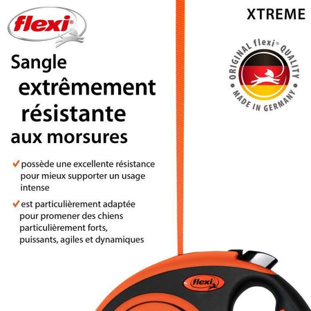 Guinzaglio TRIXIE flexi XTREME - Taglia L - 8 m - Nero e arancione