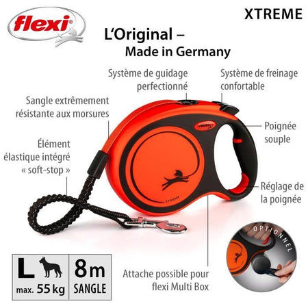 Guinzaglio TRIXIE flexi XTREME - Taglia L - 8 m - Nero e arancione