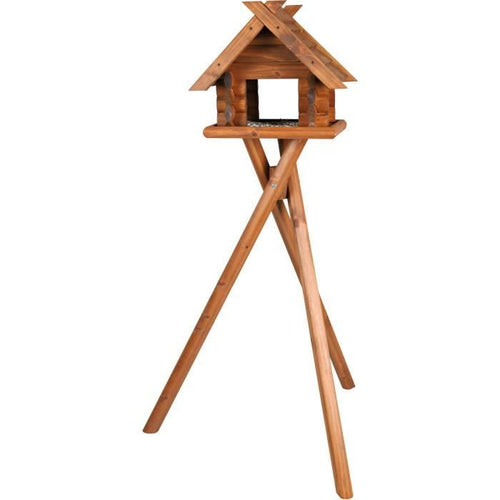 TRIXIE Mangiatoia per uccelli con base in pino Natura - 47 x 40 x 36 cm / 1,40 m - Marrone - Per uccelli