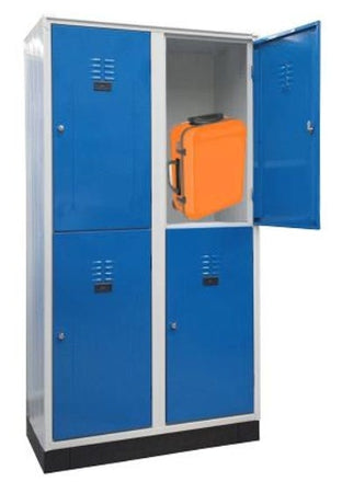 Armadio porta bagagli, valigie e trolley con base in polipropilene a 4 vani colorati cm. 100x50x190h