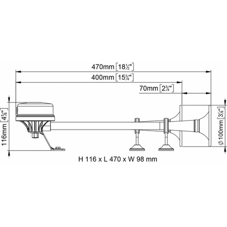 Tromba Doppio Cornetto 12V.
