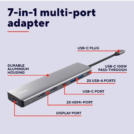 TRUST ADATTATORE MULTIPORTA DALYX 7-IN-1